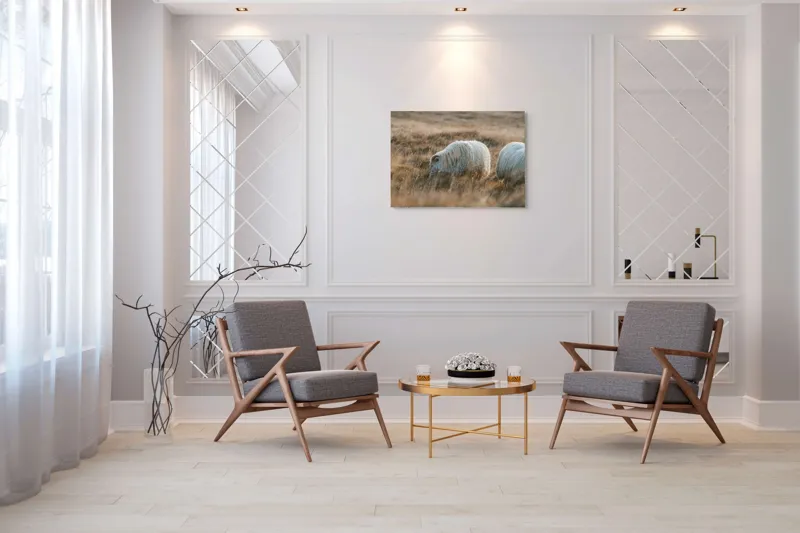 Tablou Canvas, "Oile pașnice în amurg auriu", I don't know who these animals are., 100 x 70 cm – poza 5