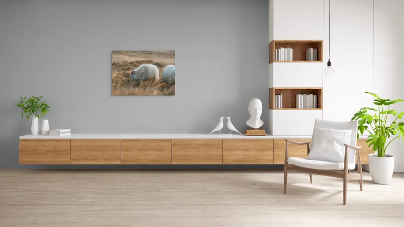 Tablou Canvas, "Oile pașnice în amurg auriu", I don't know who these animals are., 100 x 70 cm – poza 6