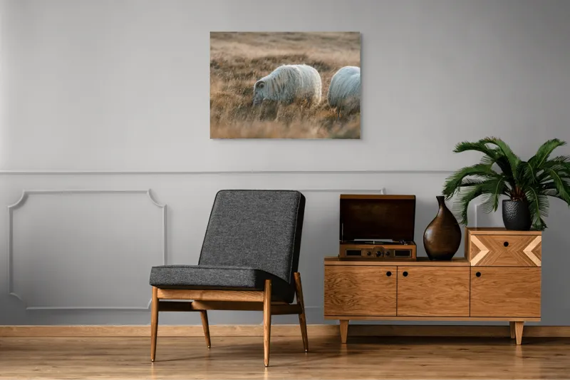 Tablou Canvas, "Oile pașnice în amurg auriu", I don't know who these animals are., 100 x 70 cm – poza 8