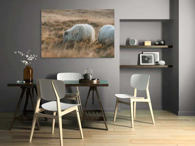 Tablou Canvas, "Oile pașnice în amurg auriu", I don't know who these animals are., 150 x 100 cm – poza 5