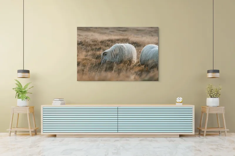 Tablou Canvas, "Oile pașnice în amurg auriu", I don't know who these animals are., 150 x 100 cm – poza 6