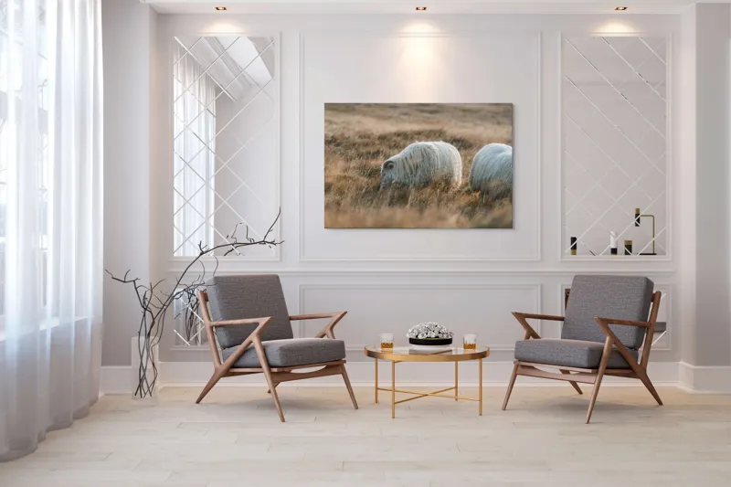 Tablou Canvas, "Oile pașnice în amurg auriu", I don't know who these animals are., 150 x 100 cm – poza 7
