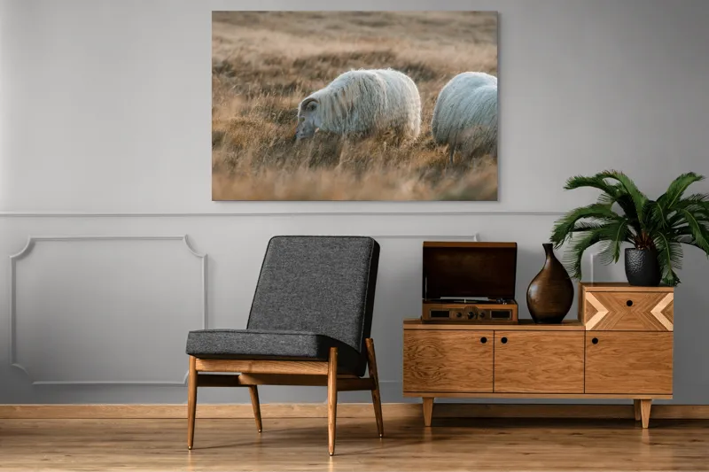Tablou Canvas, "Oile pașnice în amurg auriu", I don't know who these animals are., 150 x 100 cm – poza 8