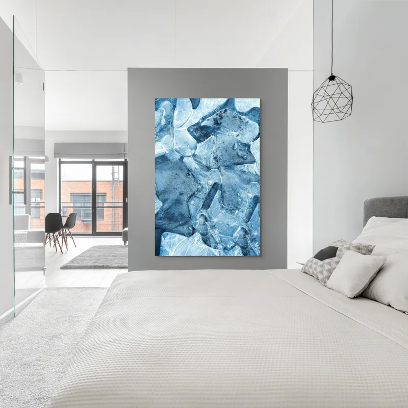 Tablou Canvas, "Ghețuri abstracte în albastru cristal", Înghețat, Translucid, Abstracție, Textură, Strălucitor, Rece, Forme, Etalează, Liniștit, Crăpături, 100 x 150 cm – poza 5