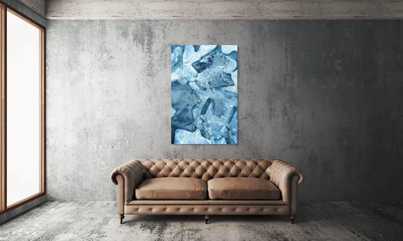 Tablou Canvas, "Ghețuri abstracte în albastru cristal", Înghețat, Translucid, Abstracție, Textură, Strălucitor, Rece, Forme, Etalează, Liniștit, Crăpături, 100 x 150 cm – poza 6