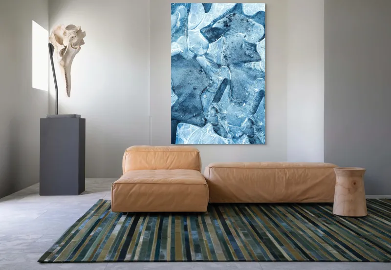 Tablou Canvas, "Ghețuri abstracte în albastru cristal", Înghețat, Translucid, Abstracție, Textură, Strălucitor, Rece, Forme, Etalează, Liniștit, Crăpături, 100 x 150 cm – poza 7