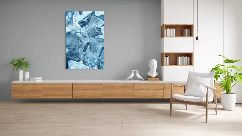 Tablou Canvas, "Ghețuri abstracte în albastru cristal", Înghețat, Translucid, Abstracție, Textură, Strălucitor, Rece, Forme, Etalează, Liniștit, Crăpături, 100 x 150 cm – poza 8