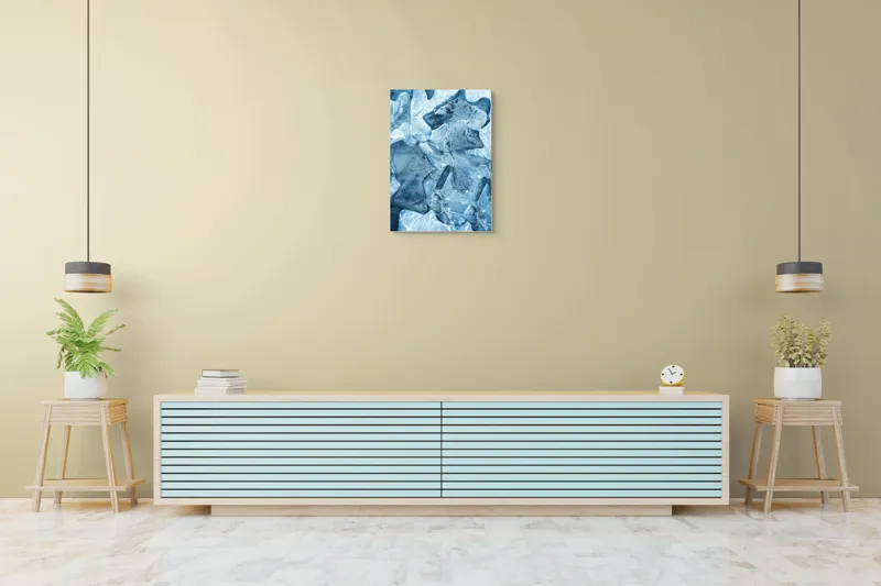 Tablou Canvas, "Ghețuri abstracte în albastru cristal", Înghețat, Translucid, Abstracție, Textură, Strălucitor, Rece, Forme, Etalează, Liniștit, Crăpături, 50 x 70 cm – poza 6