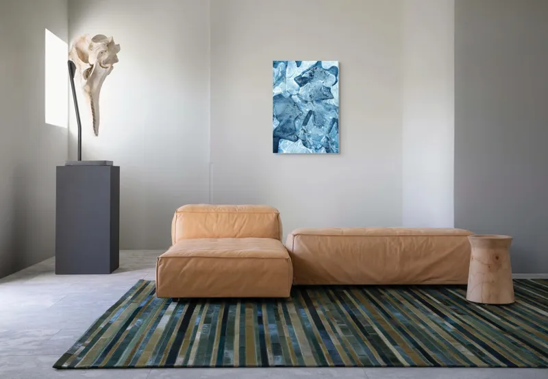 Tablou Canvas, "Ghețuri abstracte în albastru cristal", Înghețat, Translucid, Abstracție, Textură, Strălucitor, Rece, Forme, Etalează, Liniștit, Crăpături, 50 x 70 cm – poza 7