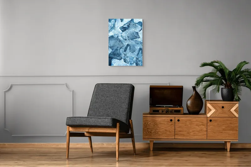 Tablou Canvas, "Ghețuri abstracte în albastru cristal", Înghețat, Translucid, Abstracție, Textură, Strălucitor, Rece, Forme, Etalează, Liniștit, Crăpături, 50 x 70 cm – poza 8