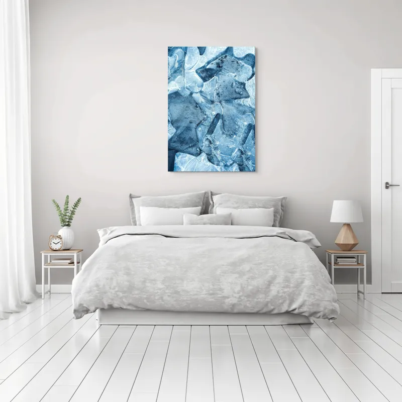 Tablou Canvas, "Ghețuri abstracte în albastru cristal", Înghețat, Translucid, Abstracție, Textură, Strălucitor, Rece, Forme, Etalează, Liniștit, Crăpături, 70 x 100 cm – poza 3
