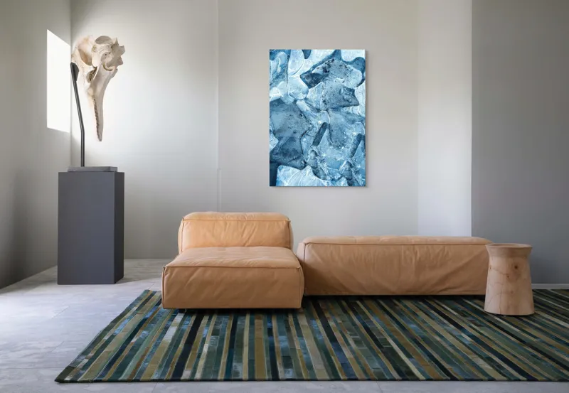 Tablou Canvas, "Ghețuri abstracte în albastru cristal", Înghețat, Translucid, Abstracție, Textură, Strălucitor, Rece, Forme, Etalează, Liniștit, Crăpături, 70 x 100 cm – poza 7