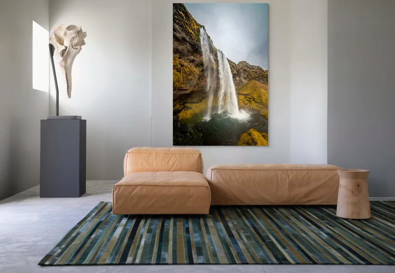 Tablou Canvas, "Cascada din inima naturii misterioase", Cascadă, Ploiestic, Piatre, Vegetație, Cer, Apă, Natură, Spectaculos, Verde, Noros, 100 x 150 cm – poza 7