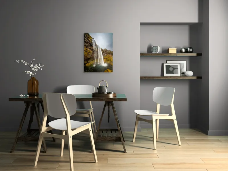 Tablou Canvas, "Cascada din inima naturii misterioase", Cascadă, Ploiestic, Piatre, Vegetație, Cer, Apă, Natură, Spectaculos, Verde, Noros, 50 x 70 cm – poza 5