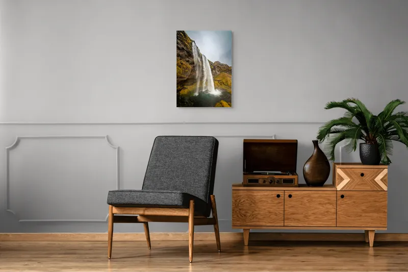 Tablou Canvas, "Cascada din inima naturii misterioase", Cascadă, Ploiestic, Piatre, Vegetație, Cer, Apă, Natură, Spectaculos, Verde, Noros, 50 x 70 cm – poza 8