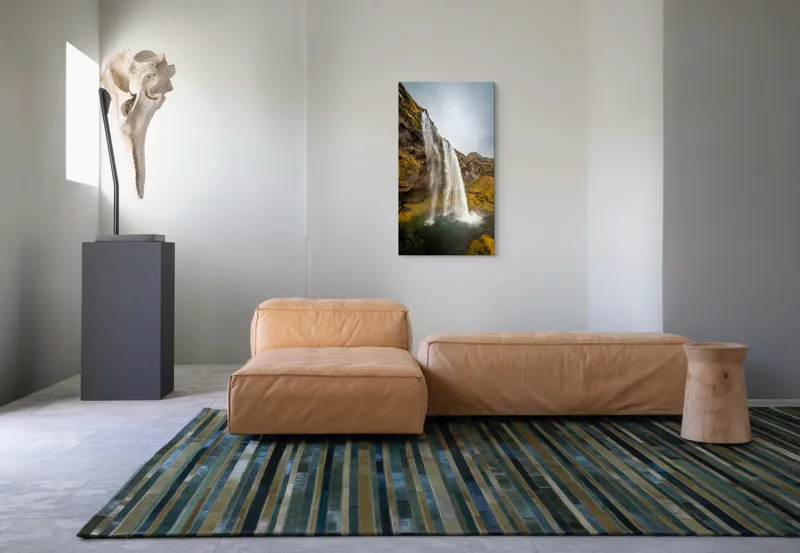 Tablou Canvas, "Cascada din inima naturii misterioase", Cascadă, Ploiestic, Piatre, Vegetație, Cer, Apă, Natură, Spectaculos, Verde, Noros, 50 x 90 cm – poza 5