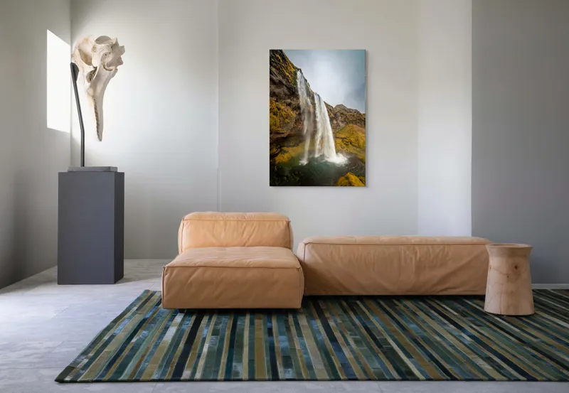 Tablou Canvas, "Cascada din inima naturii misterioase", Cascadă, Ploiestic, Piatre, Vegetație, Cer, Apă, Natură, Spectaculos, Verde, Noros, 70 x 100 cm – poza 7