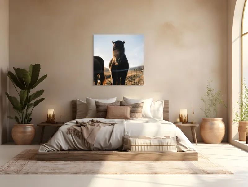 Tablou Canvas, "Caii în lumina dimineții de iarnă", I don't know who this is., 100 x 100 cm – poza 4