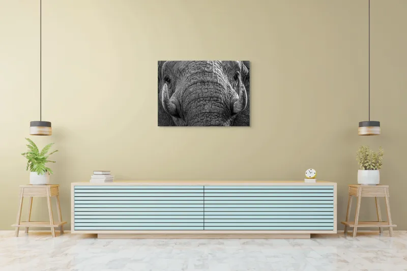 Tablou Canvas, "Povestea ridurilor unui elefant", Elefant, Impresionant, Textură, Detalii, Colți, Privire, Puternic, Majestos, 100 x 70 cm – poza 4