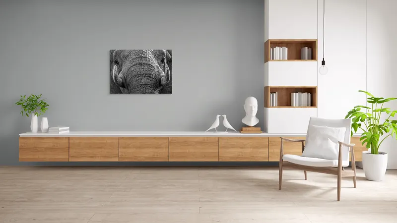 Tablou Canvas, "Povestea ridurilor unui elefant", Elefant, Impresionant, Textură, Detalii, Colți, Privire, Puternic, Majestos, 100 x 70 cm – poza 6