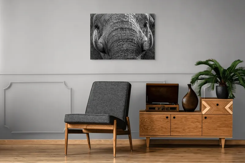 Tablou Canvas, "Povestea ridurilor unui elefant", Elefant, Impresionant, Textură, Detalii, Colți, Privire, Puternic, Majestos, 100 x 70 cm – poza 8