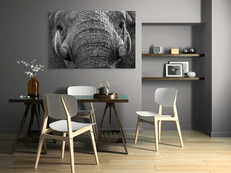 Tablou Canvas, "Povestea ridurilor unui elefant", Elefant, Impresionant, Textură, Detalii, Colți, Privire, Puternic, Majestos, 150 x 100 cm – poza 5