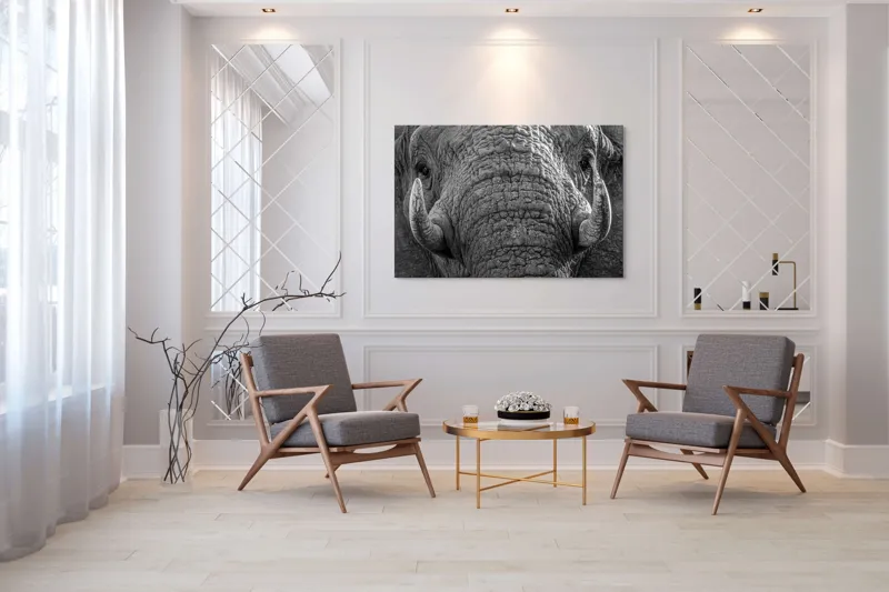 Tablou Canvas, "Povestea ridurilor unui elefant", Elefant, Impresionant, Textură, Detalii, Colți, Privire, Puternic, Majestos, 150 x 100 cm – poza 7
