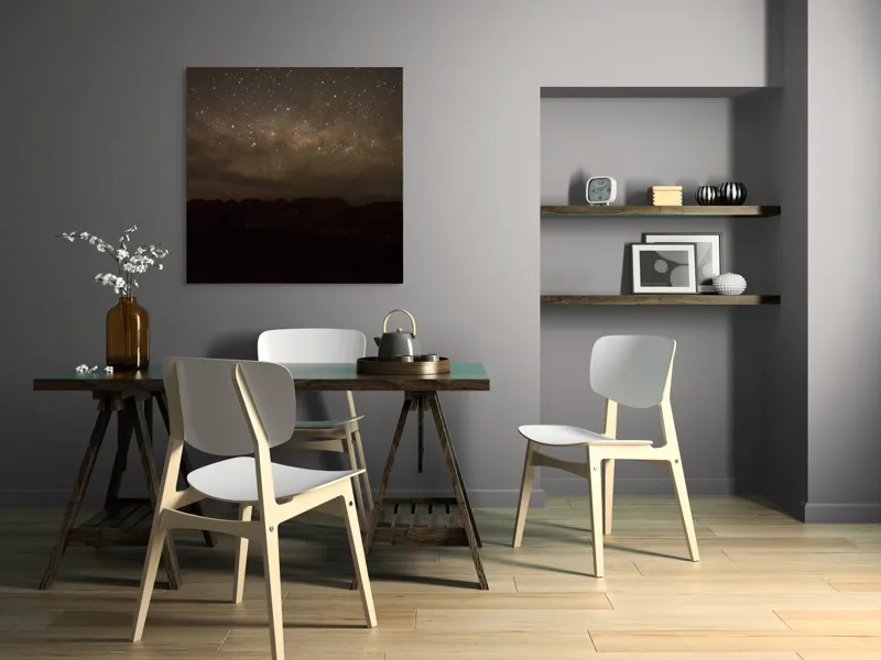 Tablou Canvas, "Cer înstelat peste munții adormiți", Stele, Cer, Noapte, Silueta, Orizont, Mister, Frumusețe, Liniște, 100 x 100 cm – poza 6