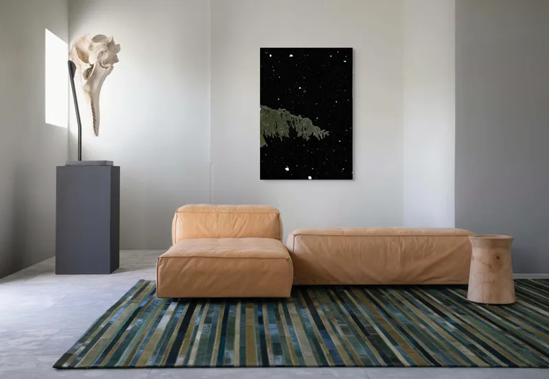 Tablou Canvas, "Zăpezi de iarnă sub stele", Brad, Noapte, Fulgi, Cer, Iarnă., 70 x 100 cm – poza 7
