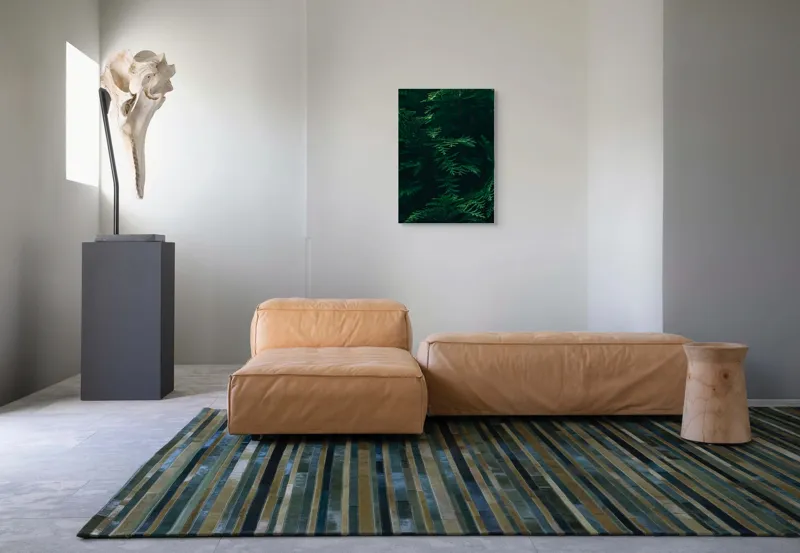 Tablou Canvas, "Pădurea adâncă în lumină verde", Frunze, Verde, Textură, Natură, Vitalitate, Prospețime, Vegetație, 50 x 70 cm – poza 7