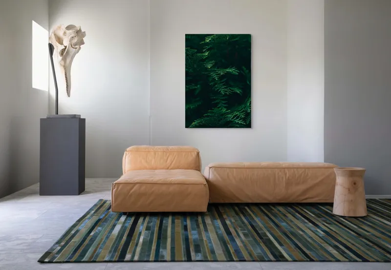 Tablou Canvas, "Pădurea adâncă în lumină verde", Frunze, Verde, Textură, Natură, Vitalitate, Prospețime, Vegetație, 70 x 100 cm – poza 7