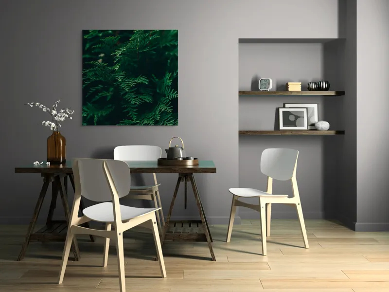 Tablou Canvas, "Verde viu în umbra dimineții", Verde, Frunziș, Natural, Textură, Abundență, Întunecat, Organic, Viu, 100 x 100 cm – poza 6