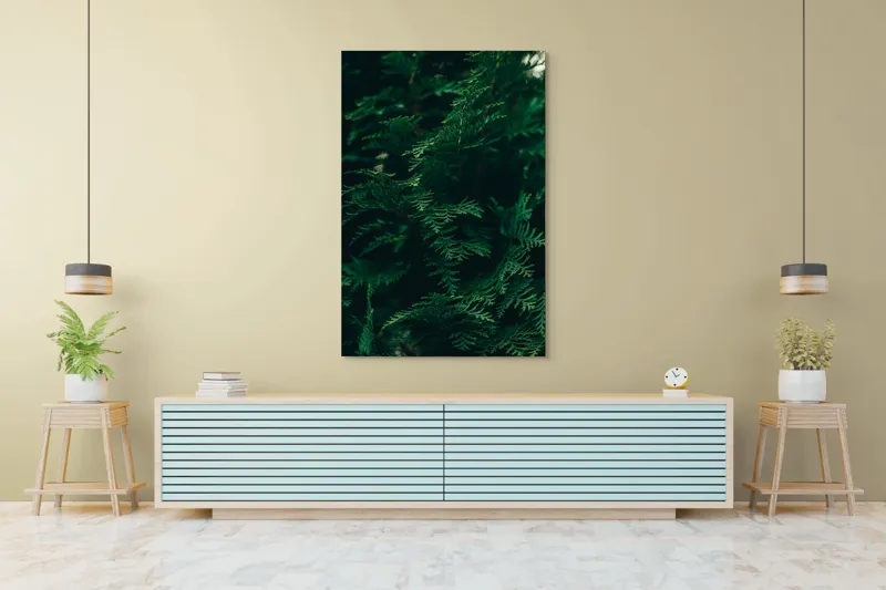 Tablou Canvas, "Verde viu în umbra dimineții", Verde, Frunziș, Natural, Textură, Abundență, Întunecat, Organic, Viu, 100 x 150 cm – poza 4