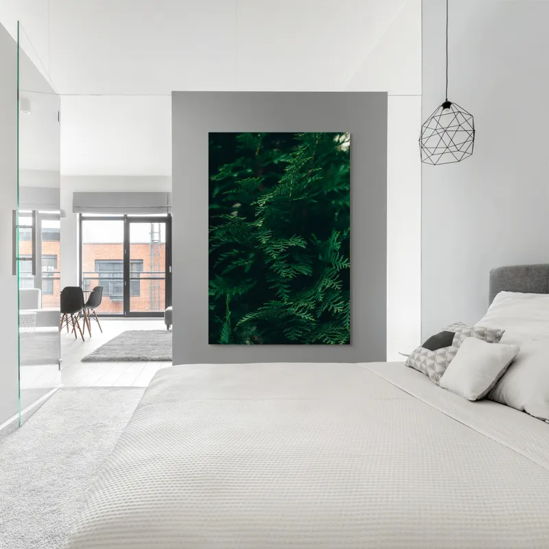 Tablou Canvas, "Verde viu în umbra dimineții", Verde, Frunziș, Natural, Textură, Abundență, Întunecat, Organic, Viu, 100 x 150 cm – poza 5