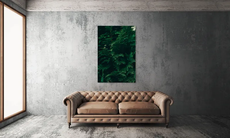 Tablou Canvas, "Verde viu în umbra dimineții", Verde, Frunziș, Natural, Textură, Abundență, Întunecat, Organic, Viu, 100 x 150 cm – poza 6