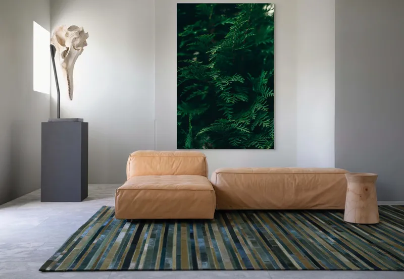 Tablou Canvas, "Verde viu în umbra dimineții", Verde, Frunziș, Natural, Textură, Abundență, Întunecat, Organic, Viu, 100 x 150 cm – poza 7