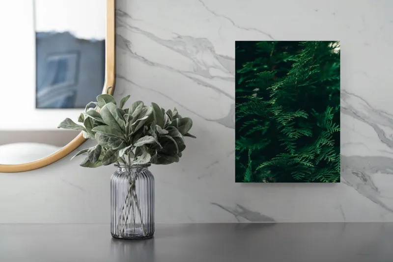Tablou Canvas, "Verde viu în umbra dimineții", Verde, Frunziș, Natural, Textură, Abundență, Întunecat, Organic, Viu, 26 x 39 cm – poza 4