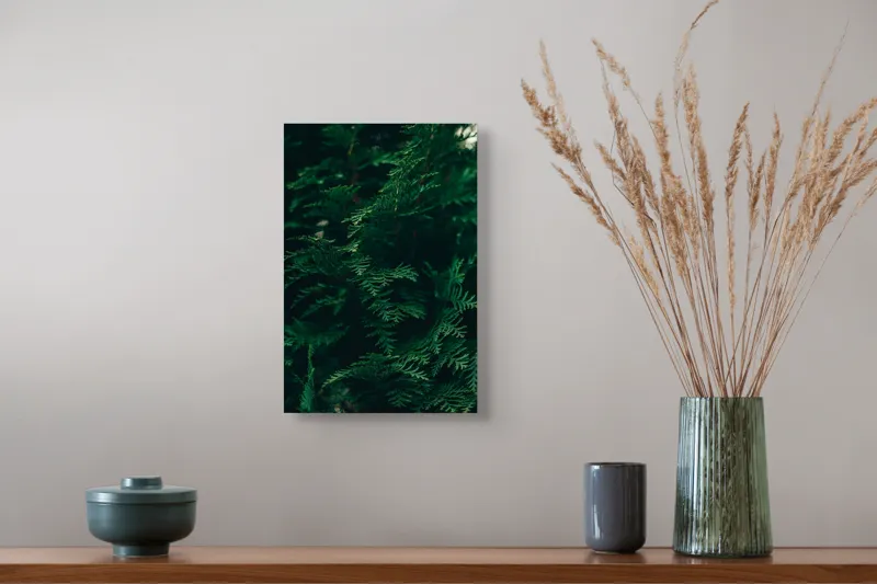 Tablou Canvas, "Verde viu în umbra dimineții", Verde, Frunziș, Natural, Textură, Abundență, Întunecat, Organic, Viu, 26 x 39 cm – poza 5
