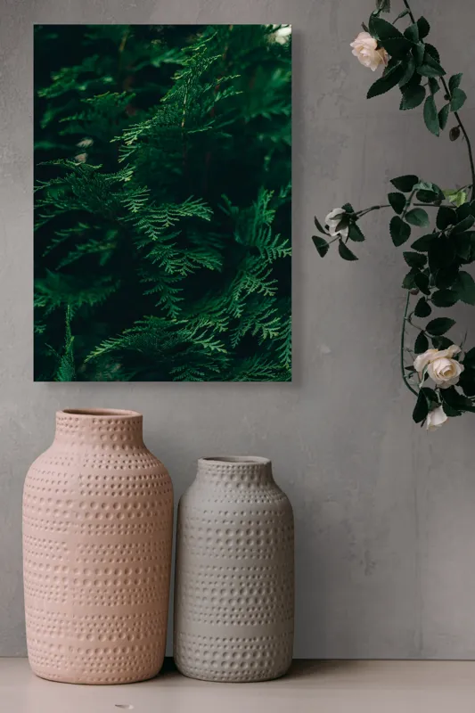 Tablou Canvas, "Verde viu în umbra dimineții", Verde, Frunziș, Natural, Textură, Abundență, Întunecat, Organic, Viu, 39 x 54 cm – poza 6