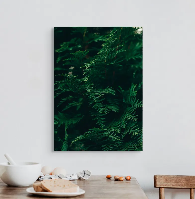 Tablou Canvas, "Verde viu în umbra dimineții", Verde, Frunziș, Natural, Textură, Abundență, Întunecat, Organic, Viu, 50 x 70 cm – poza 3