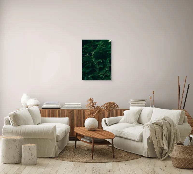 Tablou Canvas, "Verde viu în umbra dimineții", Verde, Frunziș, Natural, Textură, Abundență, Întunecat, Organic, Viu, 50 x 70 cm – poza 4
