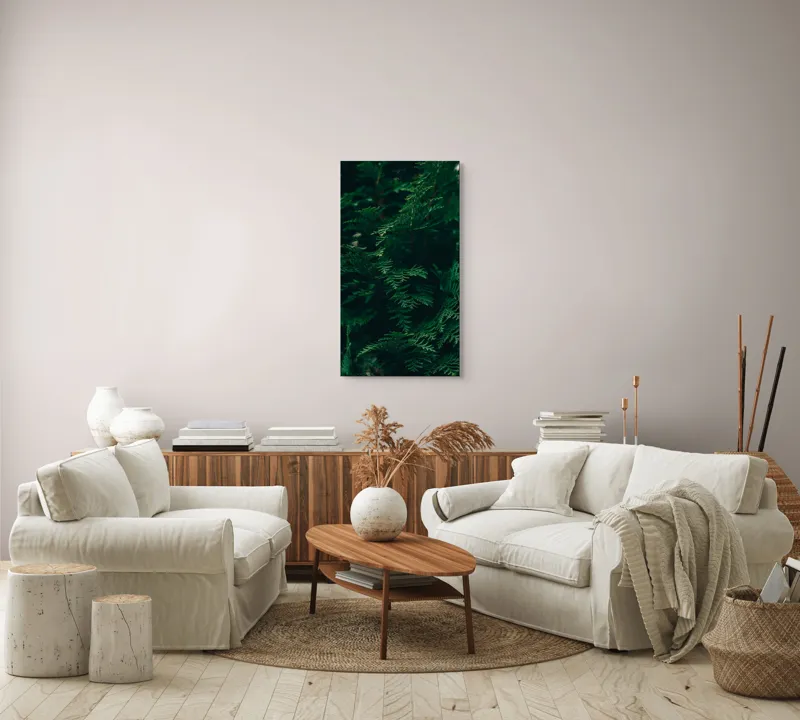 Tablou Canvas, "Verde viu în umbra dimineții", Verde, Frunziș, Natural, Textură, Abundență, Întunecat, Organic, Viu, 50 x 90 cm – poza 7