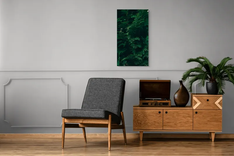 Tablou Canvas, "Verde viu în umbra dimineții", Verde, Frunziș, Natural, Textură, Abundență, Întunecat, Organic, Viu, 50 x 90 cm – poza 8