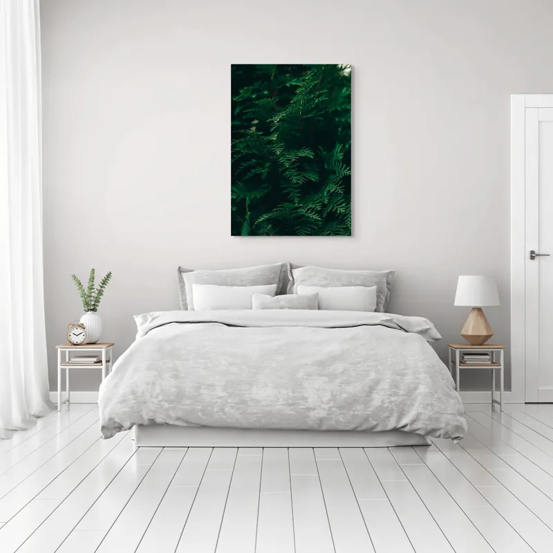 Tablou Canvas, "Verde viu în umbra dimineții", Verde, Frunziș, Natural, Textură, Abundență, Întunecat, Organic, Viu, 70 x 100 cm – poza 3