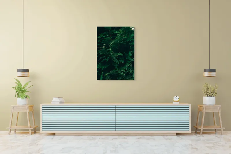 Tablou Canvas, "Verde viu în umbra dimineții", Verde, Frunziș, Natural, Textură, Abundență, Întunecat, Organic, Viu, 70 x 100 cm – poza 5