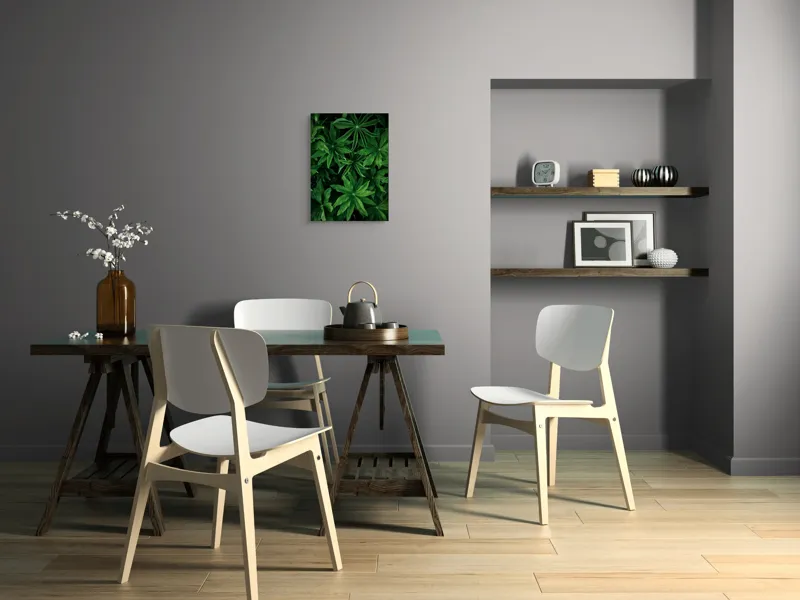 Tablou Canvas, "Freamătul frunzelor în adâncul pădurii", Frunze, Verde, Lucioase, Texturate, Naturale, Exuberante, Lungi, Frăgezime, Intense, Proaspete, 39 x 54 cm – poza 7