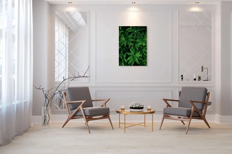 Tablou Canvas, "Freamătul frunzelor în adâncul pădurii", Frunze, Verde, Lucioase, Texturate, Naturale, Exuberante, Lungi, Frăgezime, Intense, Proaspete, 70 x 100 cm – poza 8