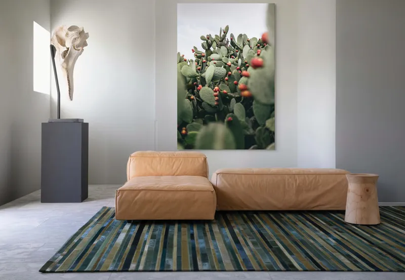 Tablou Canvas, "Oază de cactuși cu fructe colorate", Spini, Verde, Cactuși, Roșu, Fructe, Natură, Texturi, Pădure, Rugozitate, Ariditate, 100 x 150 cm – poza 7