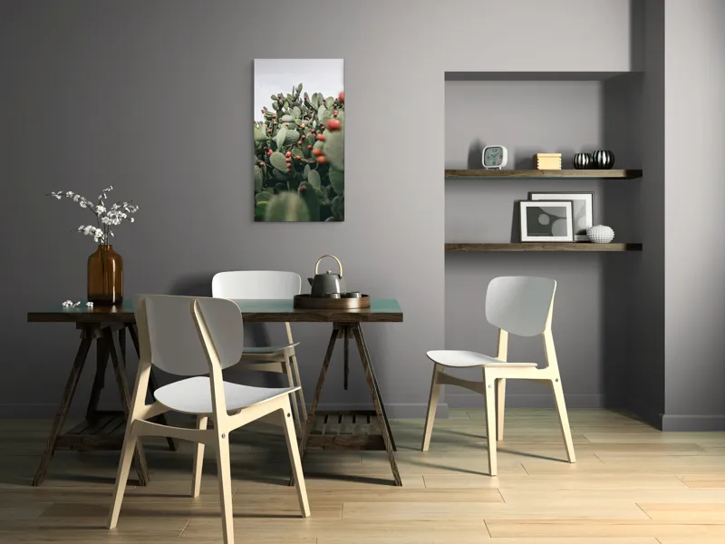 Tablou Canvas, "Oază de cactuși cu fructe colorate", Spini, Verde, Cactuși, Roșu, Fructe, Natură, Texturi, Pădure, Rugozitate, Ariditate, 50 x 90 cm – poza 4