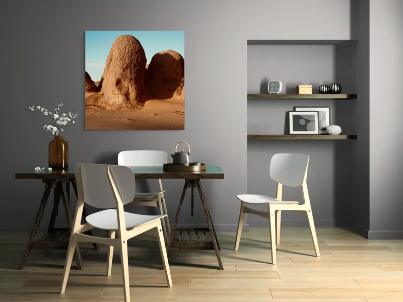 Tablou Canvas, "Formațiuni de piatră în deșertul arid", Pietre, Deșert, Cer, Umbre, Texturi, 100 x 100 cm – poza 6